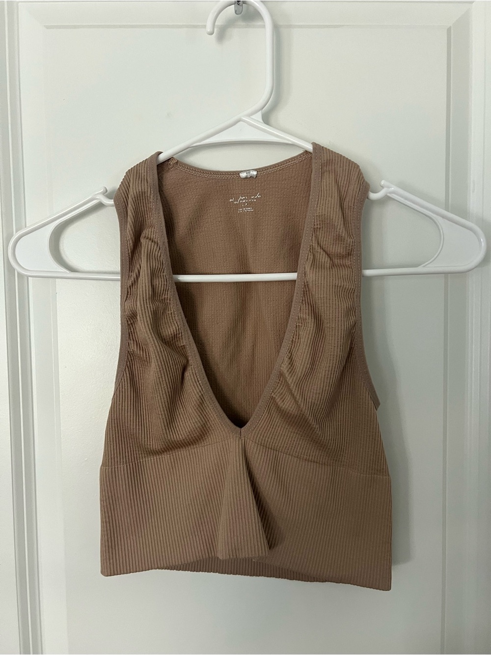 Urban Outfitters Ribbed Deep V Tank Top - Brown